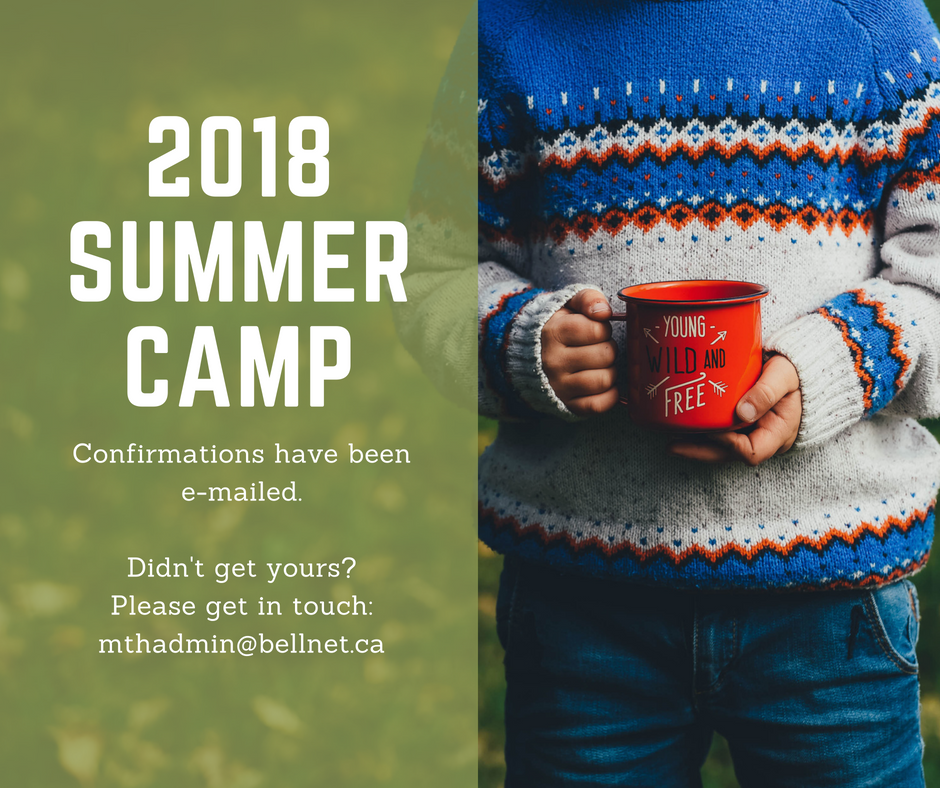 2018 Summer Camp Confirmations