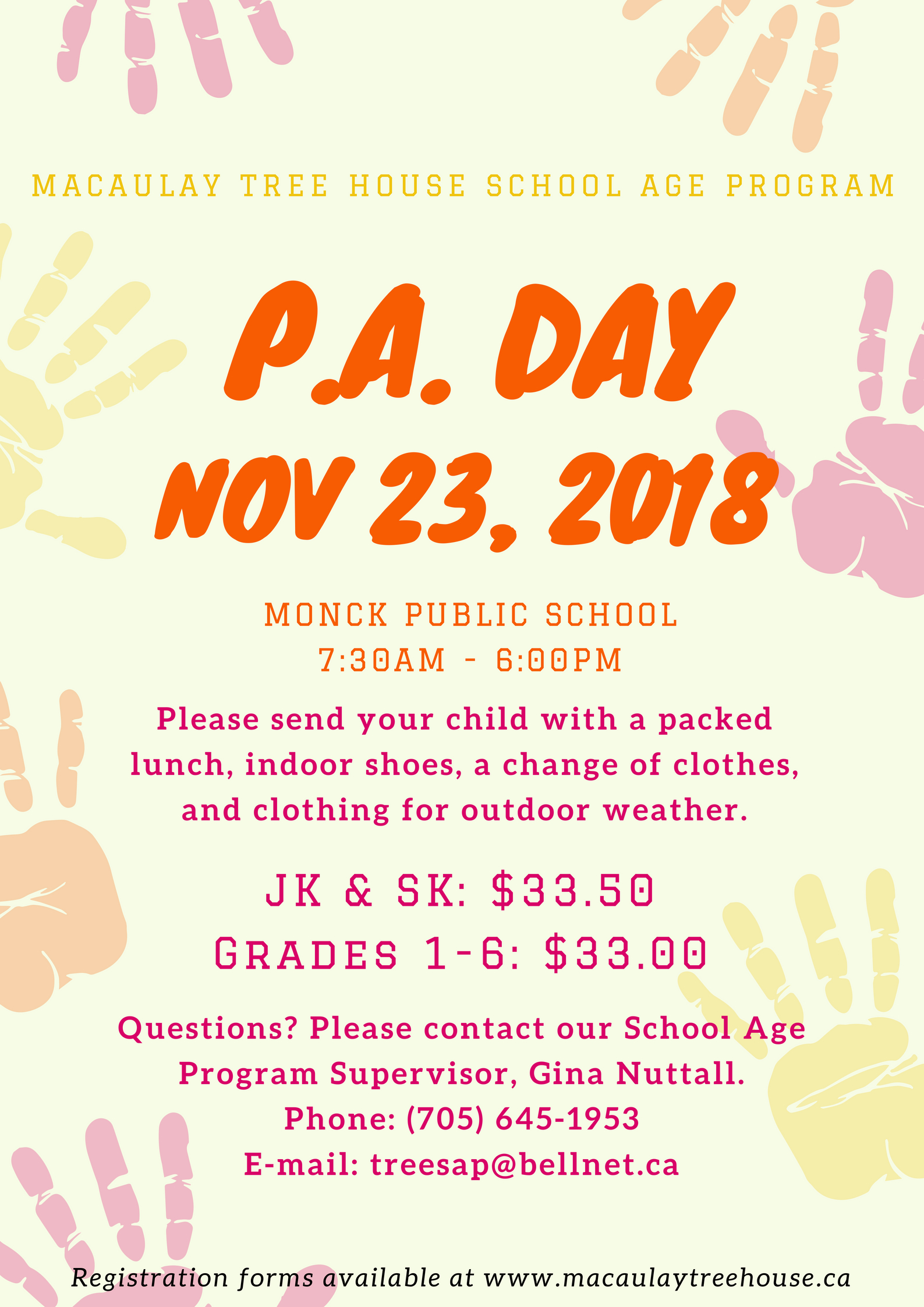 P.A. Day: November 23, 2018